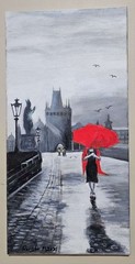 acrylic paintings on canvas hand painted „Charles Bridge Prague“ 10“x20“