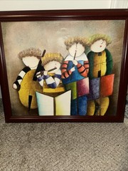 J Roybal Musicians Original Oil Painting On Canvas Signed Framed 27×24