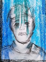 Portrait Man – Abstract Modern Art – Oil Chalk A4 Paper – Modern Art