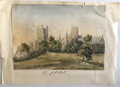 Ely Cathedral, England early 1800s Watercolor Painting -Thomas Hearn ? Original?