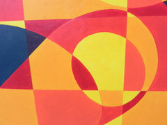 Contemporary abstract painting on board hard edge style art student work