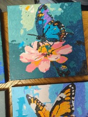 4 Pc Acrylic Oil Butterfly On Flowers Oil Paintings Paint By Number 8×8
