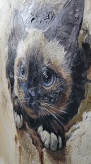 Original Cuban Art Painting by Yosvany Arango cat