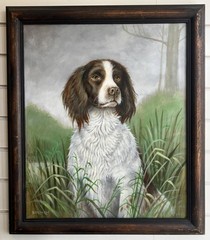 Vintage Oil Painting British Portrait of Faithful SPRINGER SPANIEL DOG Beautiful