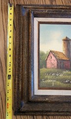 Original E. Woodson Oil on Board Barn „Endless Summer“ Framed Art Painting