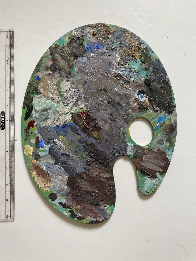 Wood artist paint palette painted Oil Paint