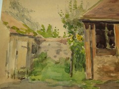 FRENCH SCHOOL 19TH CENTURY DRAWING WATERCOLOR LANDSCAPE COUNTRY FARM BARBIZON…