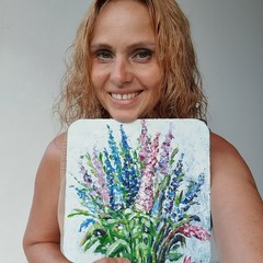 Flowers Oil Painting Original Art Lavender Country Floral Wildflowers Bluebonnet