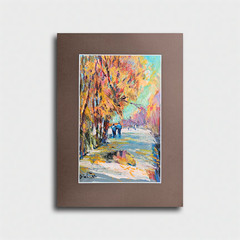 Oil painting Early snow Ukrainian painter canvas Unframed original landscape