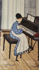Amish Folk Art Watercolor Painting Created & Signed by the artist B. Rodriguez