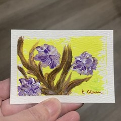 ACEO Original Painting Impressionism Artist Card Flower Acrylic Collectible