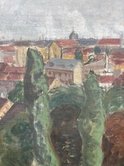 Impressionist View Of A City Oil Painting Dated 1915 72X66Cm