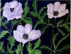 PAINTING WATERCOLOR 11X14 & MAT 16X20 FLOWER POPPY PURPLE LAVENDER ORIGINAL ART