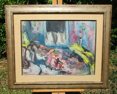 Alexander Redein Signed Reclining Woman Gouache Painting