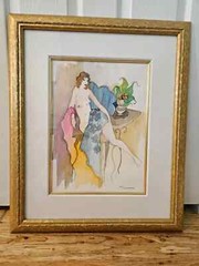 Itzchak Tarkay Framed Mixed Media Watercolor Over Serigraph, Titled: Andrea