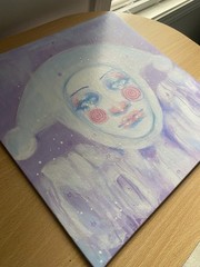 Purple And White Cloud Jester Fantasy Painting On 12×12 Canvas Board