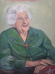Contemporary Elderly Woman Acrylic 9×12 Canvas Paper Painting