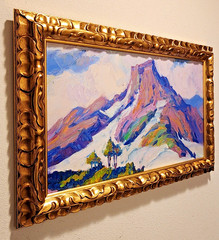 American Southwest Landscape Original Oil Painting Mountain in Ornate Gold Frame