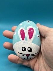 Hand Painted Rock Purple White Flower Easter, Egg Decor Spring Gift Home Decor