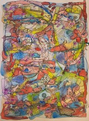 Chutes & Ladders- Original Abstract Watercolor Painting W Ink Details, Unframed
