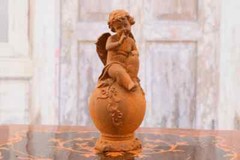 Amazing Sitting Cupid – Cast Iron Angel Statue – Angel Rustical Sculpture – Gift
