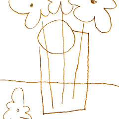 Original Spring Flowers Glass Vase 11×14 Pencil Paper Abstract Modern Cubism Art