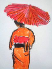 ACEO Colorful GEISHA GIRL Abstract Painting