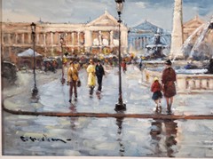 Manner of EDOUARD LEON CORTES „Place de la Concorde“ Oil on Canvas