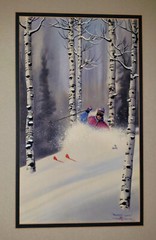 STEPHEN STALLINGS Painting Listed American Realism SIGNED SPORTS Landscape SKI