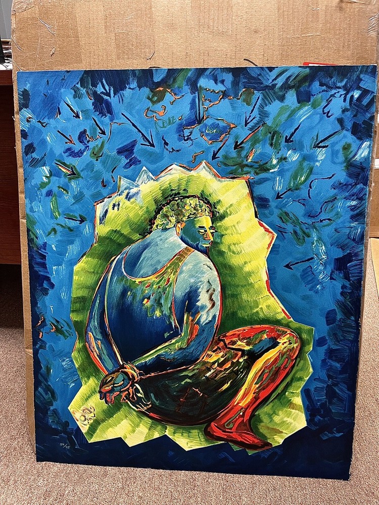 LARGE SANDRO CHIA LITHOGRAPH BOUND MAN ON HEAVY PAPER GORGEOUS COLORS NUMBERED