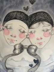 Perriot And Pierotte Clown Couple Fantasy Painting On 9×12 Watercolor Paper