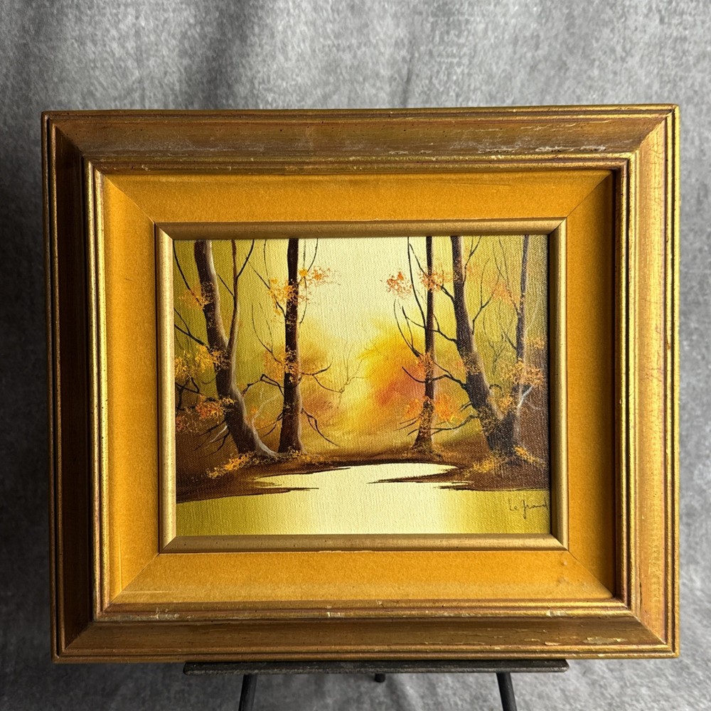 Albert LeGrand „Autumn In the Woods“ Scene Oil on Canvas Painting Signed