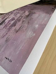 Beige Violet Abstract Painting Textured Modern Neutral Wall Art Canvas 28×36