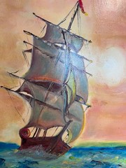 Large Oil Painting on Canvas, Seascape by Serg Graff „Clipper Ship Dream“