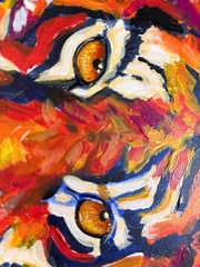 Colorful Abstract Tiger Painting Original Animal Wall Art 11×14 Canvas Decor CP