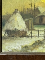Louis De Saeger VTG Oil On Board Belgian Impressionist Farm Scene Framed