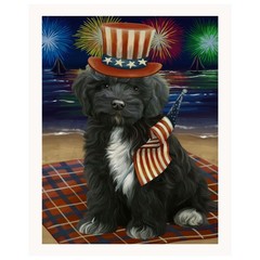 4th of July Fireworks Cockapoo Dog Canvas Print Patriotic Wall Art Gifts for Mom