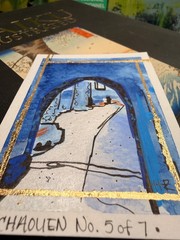 Chefchaouen No. 5 of 7 — Original Hand-Painted Gold Leaf Art Card | 1st Edition