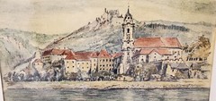 ORIGINAL PAINTING OF THE CHURCH AND CASTLE IN DUERNSTEIN AUSTRIA BY JÜRNEGGER