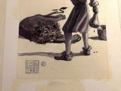 Carl Lundgren Rare Original Published Illustration Art Painting Lion And Man ’83