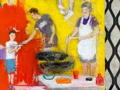 Tailgate Party, Man Cave Art (Original Acrylic Painting on Wood)