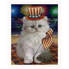 4th of July Fireworks Persian Cat Patriotic Wall Art Canvas Cat Lover Home Decor