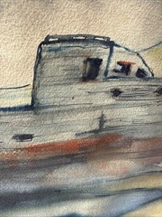 Original Signed Watercolor Boat Nautical Landscape 14”x20” Signed / Dated ‘62