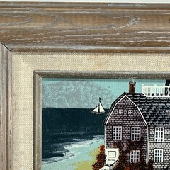 Original Signed Spencer New England Folk Art Painting Coastal Harbor Primitive