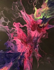 Original 8×10 Acrylic Fluid Paint Pouring Art On Canvas, Colorful Home Décor