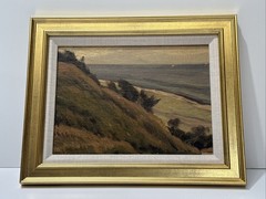 Antique Impressionist Painting Beach Coast Boat View Masterful Mystery 1910’s