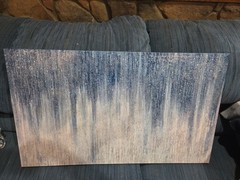 Abstract Blue & Silver Steel Rain Canvas Glitter Icy Painting Stunning