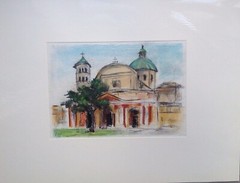 Franz Ehmke *1928 -2018 DDR Painter Pastel Italy Ravenna Cathedral Facade