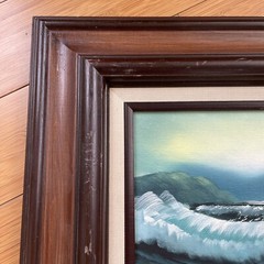 Signed Oil On Canvas J Aaron 17-1/4 x 15-1/4″ Framed Seascape With Birds