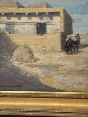 ANTIQUE HOPI PUEBLO PAINTING MATHIAS SANDOR NATIVE AMERICAN INDIAN LANDSCAPE OIL